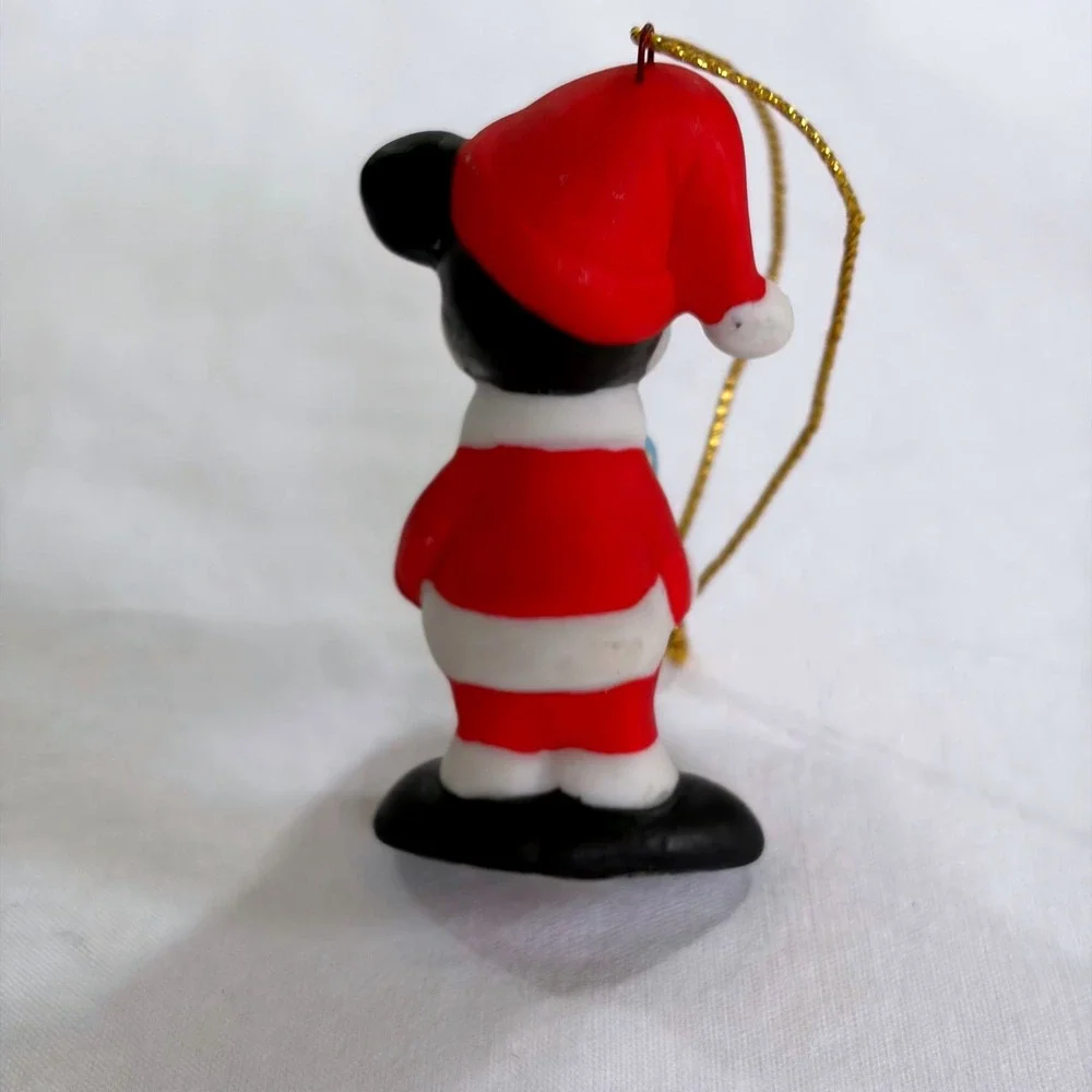 Vintage 1991 Disney Schmid Mickey Mouse Santa Christmas Ornament Figurine Gift